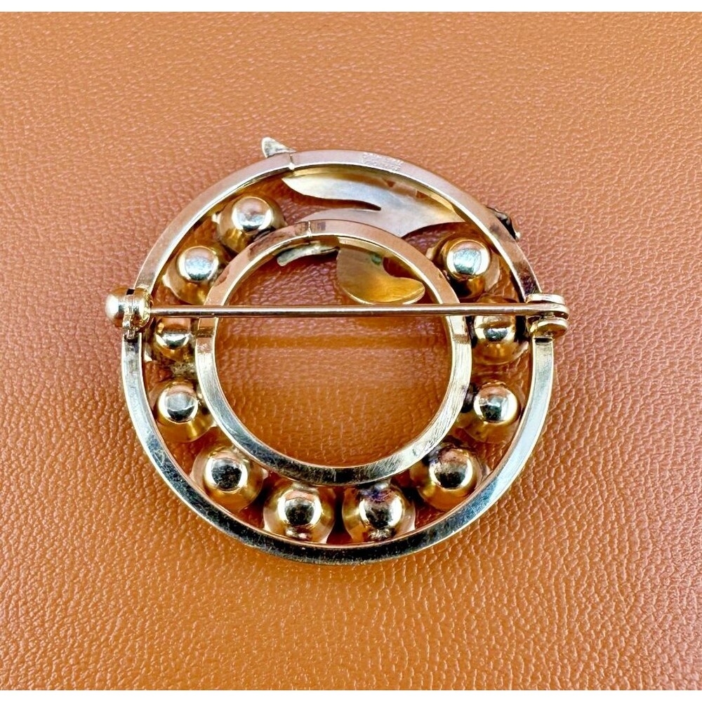 Vintage Van Dell GF Brooch Multicolor Rhinestone Rainbow Circle Wreath Signed - Picture 6 of 10